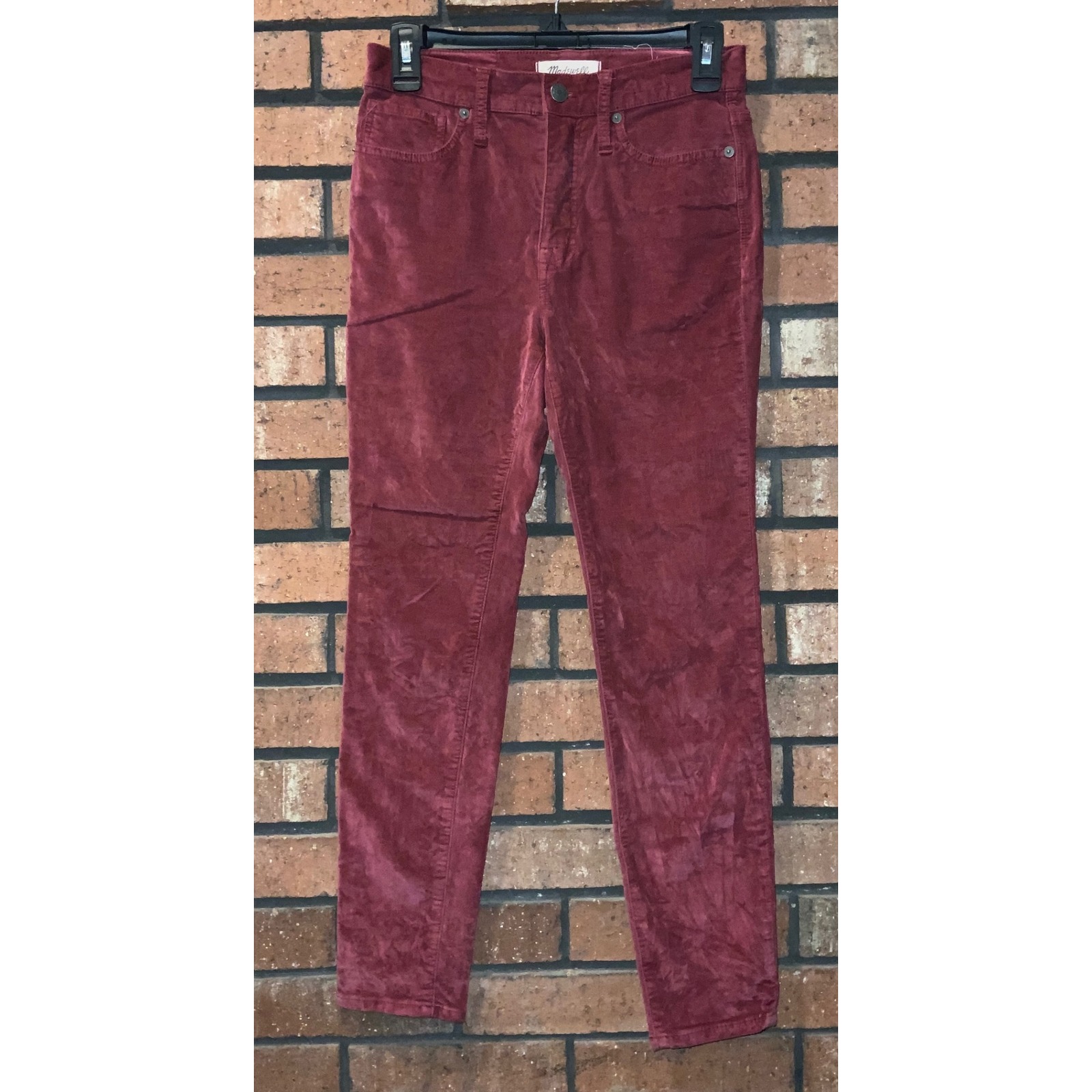 Madewell Womens 10" High-Rise Skinny Velvet Red Jeans Size 26p
